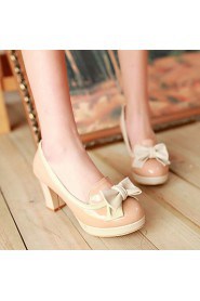 Women's Shoes Chunky Heel/Platform/Round Toe Heels Office & Career/Dress Black/White/Almond