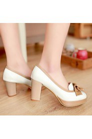 Women's Shoes Chunky Heel/Platform/Round Toe Heels Office & Career/Dress Black/White/Almond