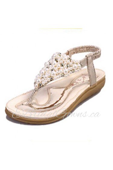 Women's Shoes PU Flat Heel Flip Flops / Comfort Sandals Outdoor / Athletic / Dress / Casual Silver / Gold