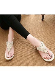 Women's Shoes PU Flat Heel Flip Flops / Comfort Sandals Outdoor / Athletic / Dress / Casual Silver / Gold