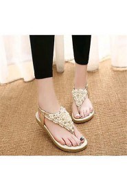 Women's Shoes PU Flat Heel Flip Flops / Comfort Sandals Outdoor / Athletic / Dress / Casual Silver / Gold