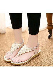 Women's Shoes PU Flat Heel Flip Flops / Comfort Sandals Outdoor / Athletic / Dress / Casual Silver / Gold