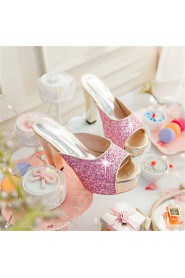 Women's Shoes Glitter Chunky Heel Heels Sandals Wedding / Party & Evening / Dress / Casual Black / Pink / Silver / Gold