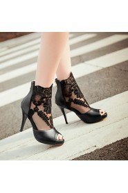 Women's Shoes Stiletto Heel Peep Toe / Platform Sandals Wedding / Party & Evening / Dress Black / White