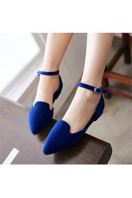 Women's Shoes Fleece Low Heel Round Toe / Closed Toe Flats Office & Career / Dress / Casual Black / Blue / Red