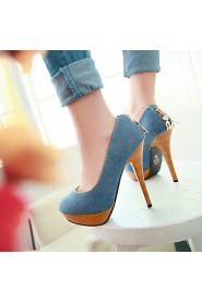 Women's Shoes Denim Stiletto Heel Heels / Platform / Round Toe Heels Office & Career / Dress / Casual Blue / Royal