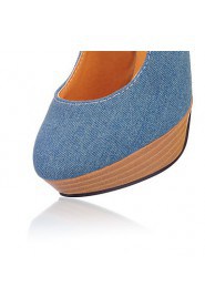 Women's Shoes Denim Stiletto Heel Heels / Platform / Round Toe Heels Office & Career / Dress / Casual Blue / Royal