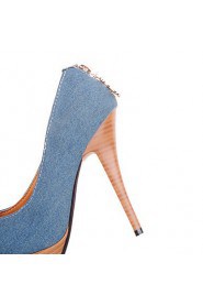 Women's Shoes Denim Stiletto Heel Heels / Platform / Round Toe Heels Office & Career / Dress / Casual Blue / Royal