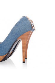 Women's Shoes Denim Stiletto Heel Heels / Platform / Round Toe Heels Office & Career / Dress / Casual Blue / Royal