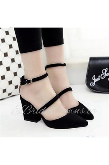 Women's Shoes Chunky Heel Pointed Toe Sandals Dress / Casual Black / Gray