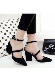 Women's Shoes Chunky Heel Pointed Toe Sandals Dress / Casual Black / Gray