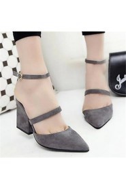 Women's Shoes Chunky Heel Pointed Toe Sandals Dress / Casual Black / Gray