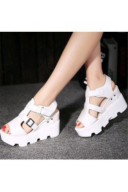 Women's Shoes Leatherette Platform Creepers Sandals Outdoor / Casual Black / White / Silver