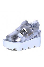 Women's Shoes Leatherette Platform Creepers Sandals Outdoor / Casual Black / White / Silver