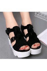 Women's Shoes Leatherette Platform Creepers Sandals Outdoor / Casual Black / White / Silver