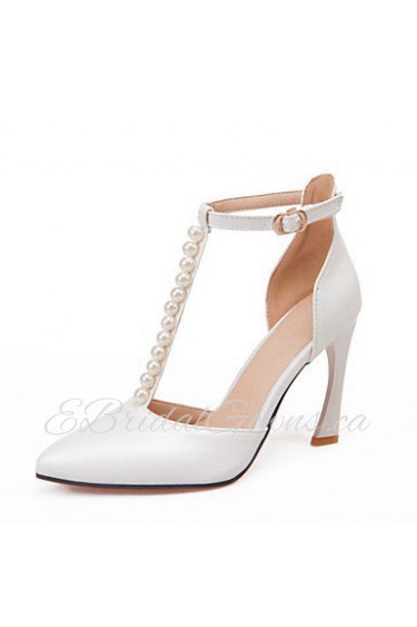 Women's / Girl's Wedding Shoes Heels / T-Strap / Pointed Toe Heels Wedding / Party & Evening / Pink / White