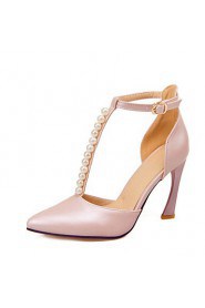 Women's / Girl's Wedding Shoes Heels / T-Strap / Pointed Toe Heels Wedding / Party & Evening / Pink / White