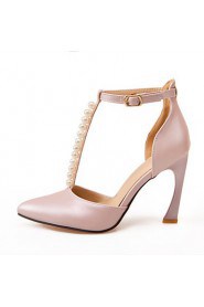 Women's / Girl's Wedding Shoes Heels / T-Strap / Pointed Toe Heels Wedding / Party & Evening / Pink / White