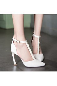 Women's / Girl's Wedding Shoes Heels / T-Strap / Pointed Toe Heels Wedding / Party & Evening / Pink / White