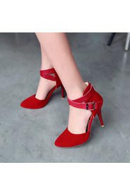 Women's Shoes Leatherette Stiletto Heel Heels / Pointed Toe Heels Office & Career / Dress / Casual Black / Red / Almond