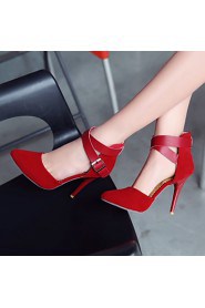 Women's Shoes Leatherette Stiletto Heel Heels / Pointed Toe Heels Office & Career / Dress / Casual Black / Red / Almond