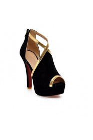 Women's Shoes Leatherette Stiletto Heel Heels / Peep Toe Sandals / Heels Party & Evening / Casual Black / Red / Beige