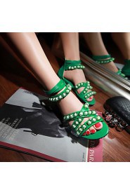 Women's Shoes Heel Wedges / Peep Toe Sandals Outdoor / Dress / Casual Black / Green / Beige / Orange