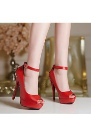 Women's Shoes Stiletto Heel/Peep Toe/Platform Heels Wedding Shoes/Party & Evening/Dress Black/Red/White