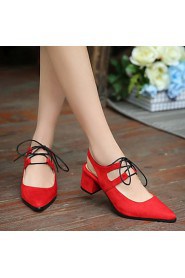 Women's Shoes Leatherette Chunky Heel Heels Heels Outdoor / Office & Career / Party & Evening Black / Red / Gray