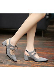 Women's Shoes Leatherette Chunky Heel Heels Heels Outdoor / Office & Career / Party & Evening Black / Red / Gray