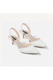 Women's Shoes Microfibre Low Heel Heels / Pointed Toe / Closed Toe Sandals Dress White