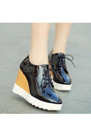 Women's Shoes British Wedge Heel Round Toe All Match Oxfords Casual