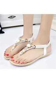 Women's Shoes Leatherette Flat Heel Comfort Sandals Outdoor / Casual Black / White