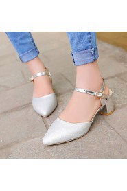 Women's Shoes Customized Materials Chunky Heel Heels / Pointed Toe Heels Wedding / Dress / Party & Evening Pink / Silver