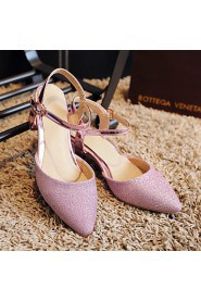 Women's Shoes Customized Materials Chunky Heel Heels / Pointed Toe Heels Wedding / Dress / Party & Evening Pink / Silver