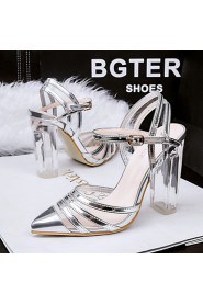 Women's Shoes Chunky Heel Heels / Pointed Toe / Closed Toe Sandals Dress Black / Silver / Gold