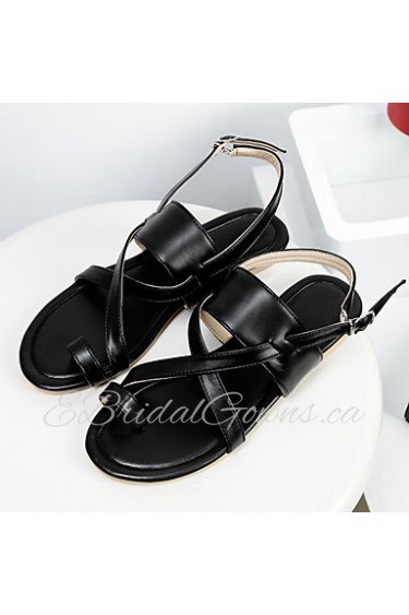 Women's Shoes Leatherette Flat Heel Toe Ring Sandals Office & Career / Party & Evening / Casual