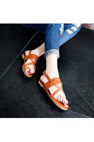 Women's Shoes Leatherette Flat Heel Toe Ring Sandals Office & Career / Party & Evening / Casual