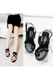 Women's Shoes Leatherette Flat Heel Toe Ring Sandals Office & Career / Party & Evening / Casual