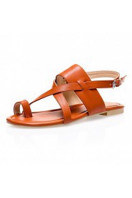 Women's Shoes Leatherette Flat Heel Toe Ring Sandals Office & Career / Party & Evening / Casual