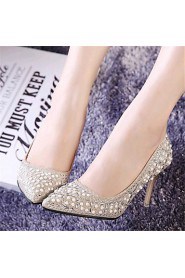 Women's Shoes Leatherette Stiletto Heel Heels Heels Wedding / Party & Evening Silver / Gold