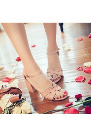 Women's Shoes Chunky Heel Heels / Peep Toe Sandals Casual White / Almond