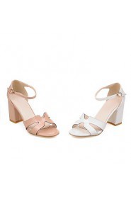 Women's Shoes Chunky Heel Heels / Peep Toe Sandals Casual White / Almond