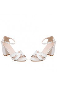 Women's Shoes Chunky Heel Heels / Peep Toe Sandals Casual White / Almond