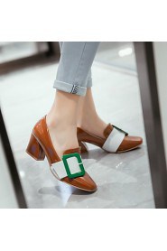 Women's Shoes Leatherette Chunky Heel Heels / Pointed Toe Heels Outdoor / Office & Career / Casual Brown / Green