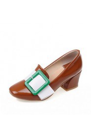 Women's Shoes Leatherette Chunky Heel Heels / Pointed Toe Heels Outdoor / Office & Career / Casual Brown / Green