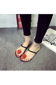 Women's Shoes PU Flat Heel Toe Ring Sandals Outdoor / Dress / Casual Black / Silver / Gold