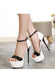 Women's Shoes Patent Leather Stiletto Heel Open Toe Sandals Party & Evening / Dress Black / Red / White