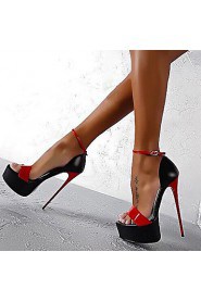 Women's Shoes Patent Leather Stiletto Heel Open Toe Sandals Party & Evening / Dress Black / Red / White