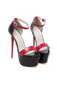 Women's Shoes Patent Leather Stiletto Heel Open Toe Sandals Party & Evening / Dress Black / Red / White